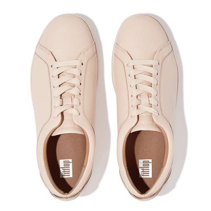 Women's FitFlop Rally Leather Sneakers Rose | 218UKZIOJ