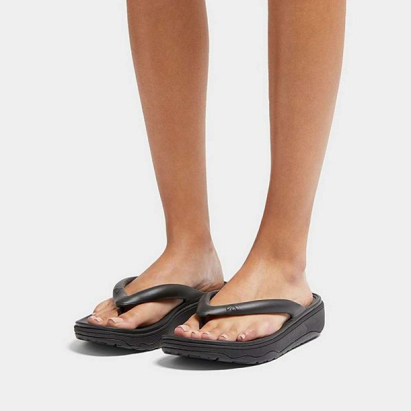 Women's FitFlop Relieff Recovery Toe-Post Sandals Black | 028DZPRJO