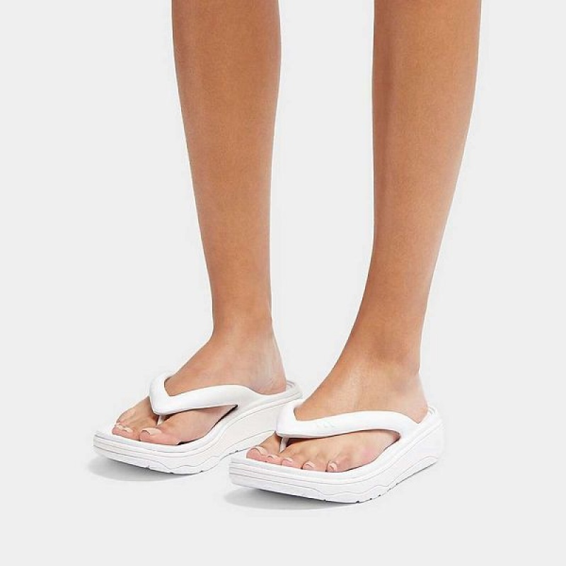 Women's FitFlop Relieff Recovery Toe-Post Sandals White | 759BKAWOL