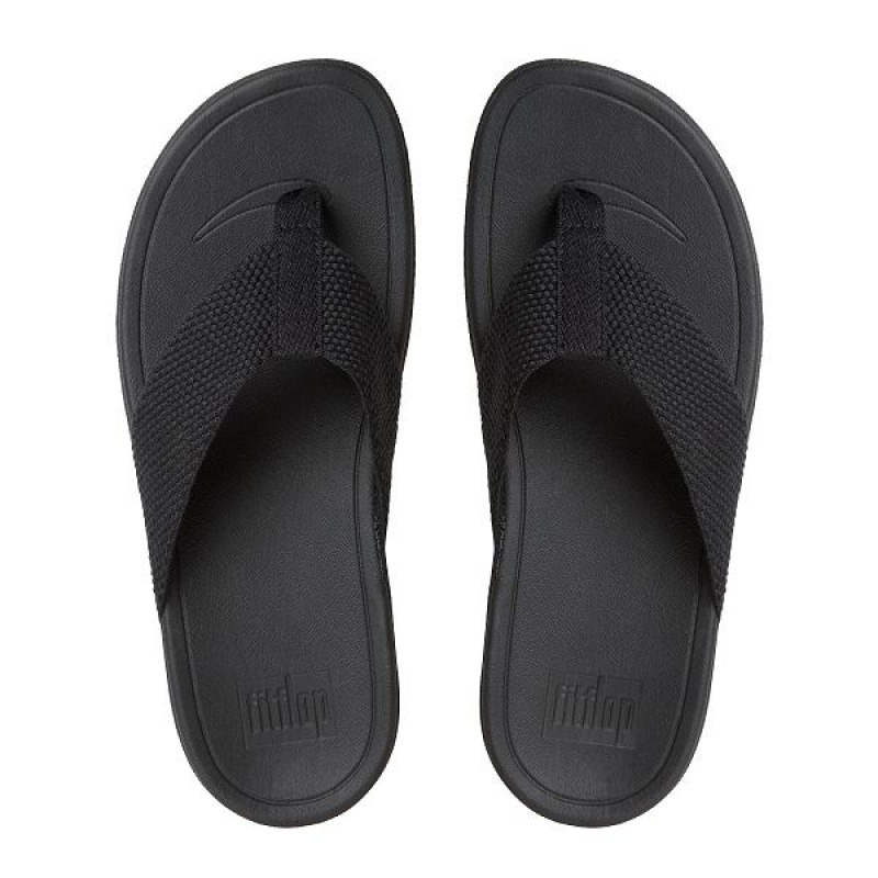 Women's FitFlop Surfa Toe-Post Sandals Black | 790ATNWFC