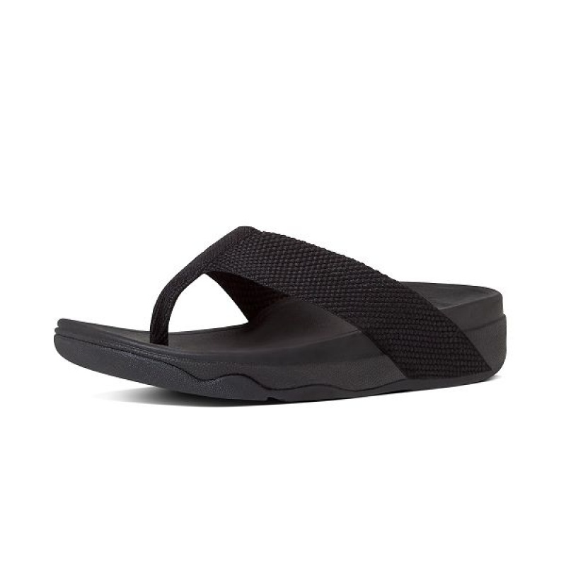 Women's FitFlop Surfa Toe-Post Sandals Black | 790ATNWFC