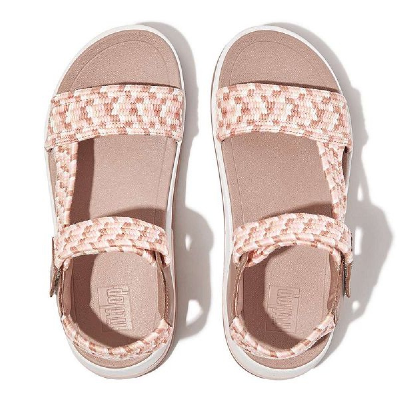 Women's FitFlop Surff Art Webbing Back-Strap Sandals Beige | 562JGVOBT