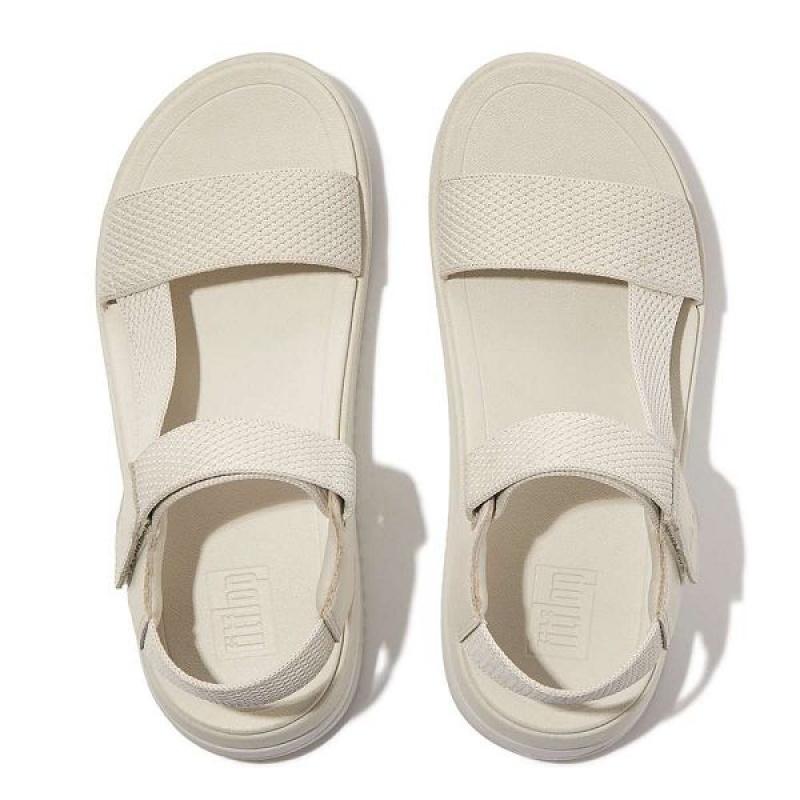 Women's FitFlop Surff Sports Webbing Leather Back-Strap Sandals Beige | 539VYMXQK