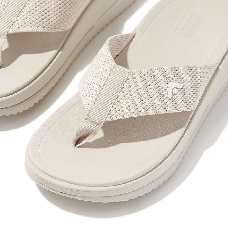 Women's FitFlop Surff Sports Webbing Toe-Post Sandals Beige | 480KJNEZM