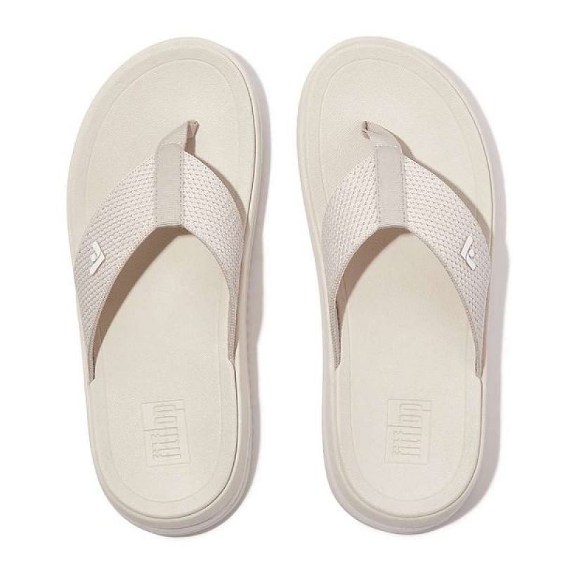 Women's FitFlop Surff Sports Webbing Toe-Post Sandals Beige | 480KJNEZM