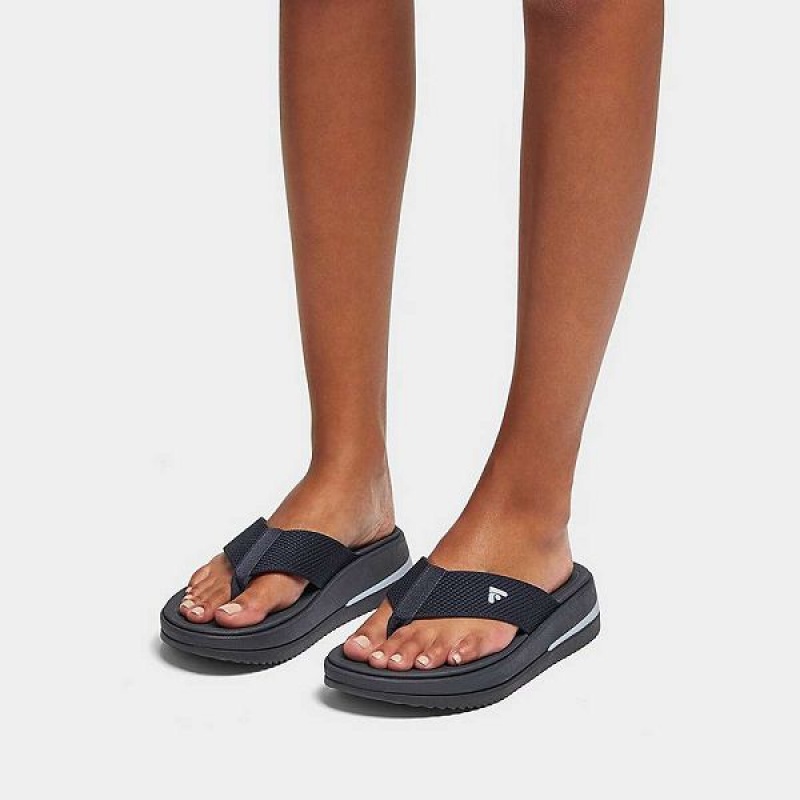 Women's FitFlop Surff Sports Webbing Toe-Post Sandals Navy | 475JIAEBS