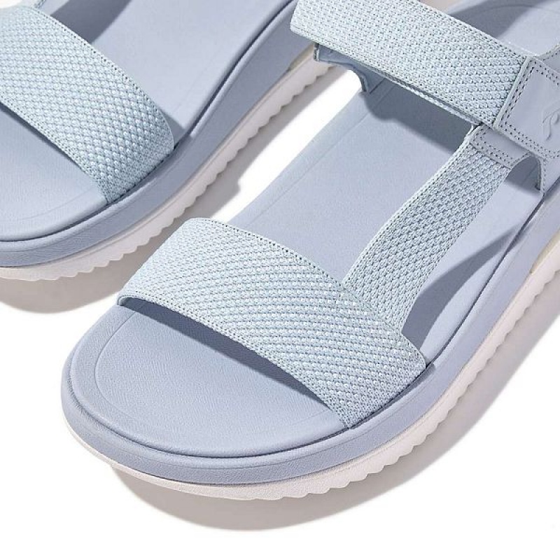 Women's FitFlop Surff Two Tone Sports Webbing Leather Back-Strap Sandals Blue | 653QHIVAW