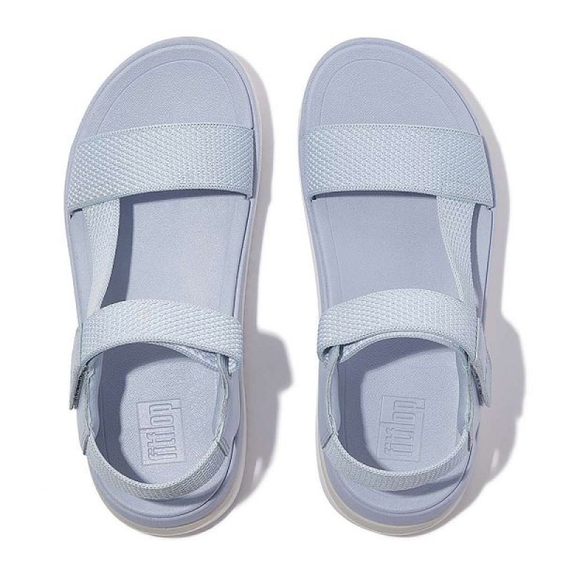 Women's FitFlop Surff Two Tone Sports Webbing Leather Back-Strap Sandals Blue | 653QHIVAW