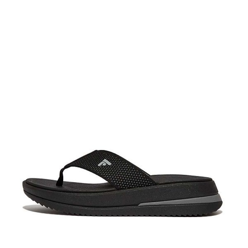 Women\'s FitFlop Surff Two Tone Sports Webbing Toe-Post Sandals Black | 862PRLMJC