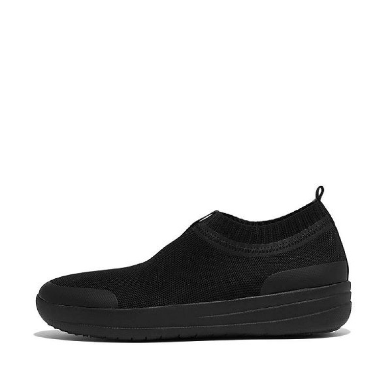 Women\'s FitFlop Uberknit Slip On Sneakers Black | 418NTPIAC