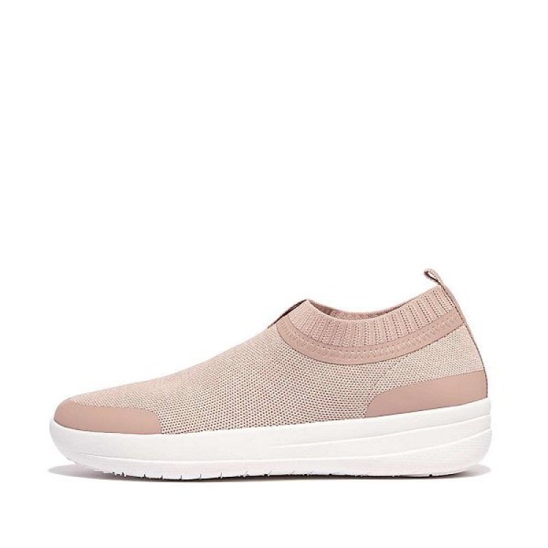 Women\'s FitFlop Uberknit Slip On Sneakers Pink / White | 091GFXKIL