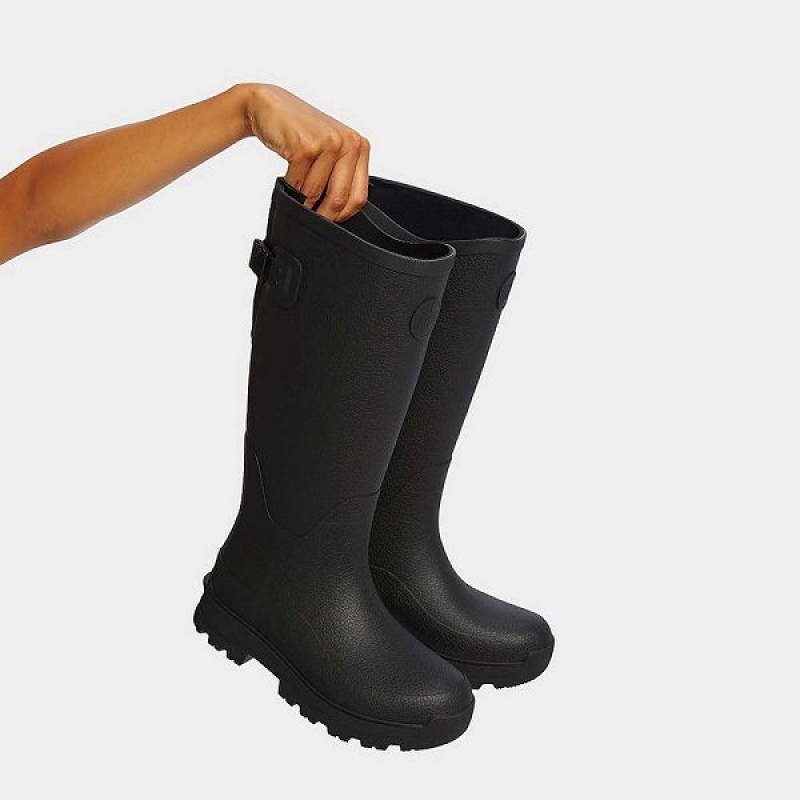 Women's FitFlop Wonderwelly Atb High Performance Tall Wellington Rain Boots Black | 068HNKMVX