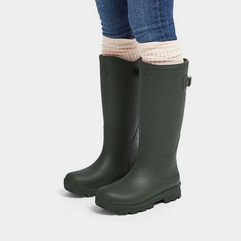 Women's FitFlop Wonderwelly Atb High Performance Tall Wellington Rain Boots Deep Green | 813AKDHWB