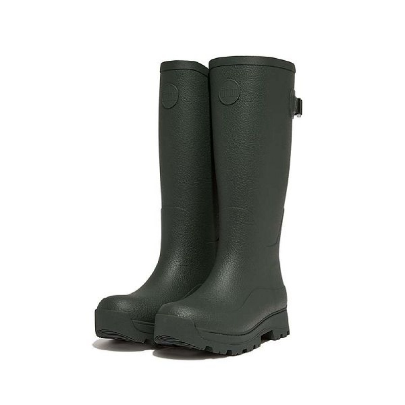 Women's FitFlop Wonderwelly Atb High Performance Tall Wellington Rain Boots Deep Green | 813AKDHWB