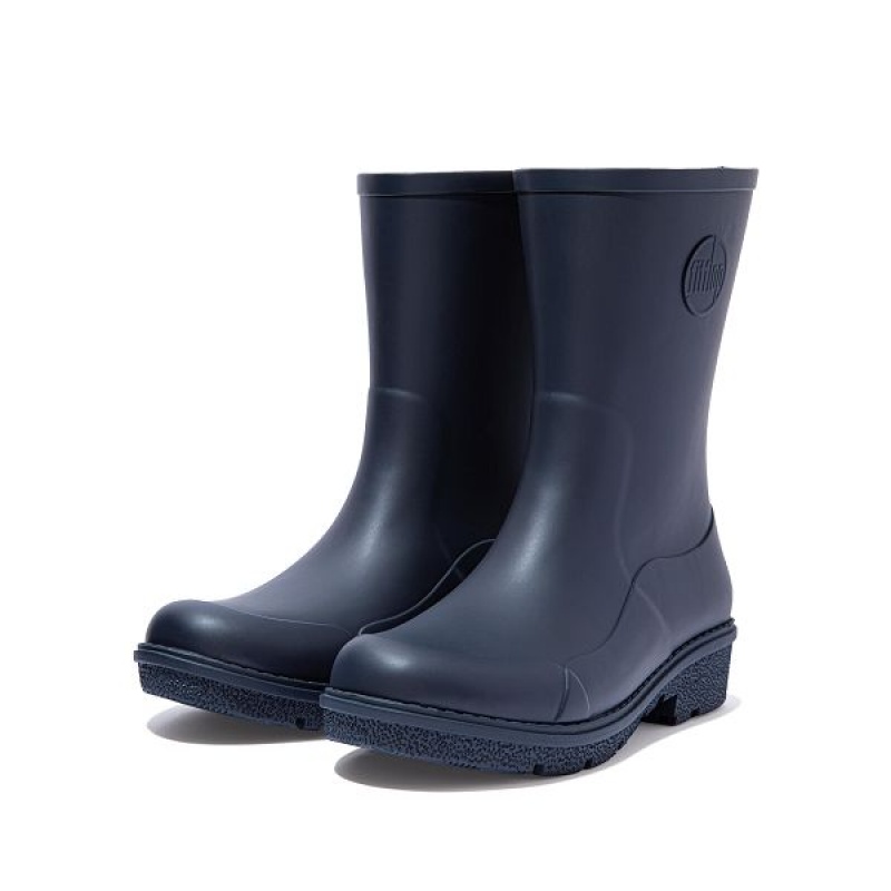 Women's FitFlop Wonderwelly Short Rain Boots Navy | 621YROJZC