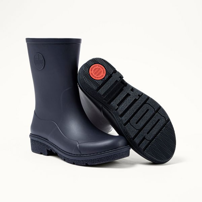 Women's FitFlop Wonderwelly Short Rain Boots Navy | 621YROJZC